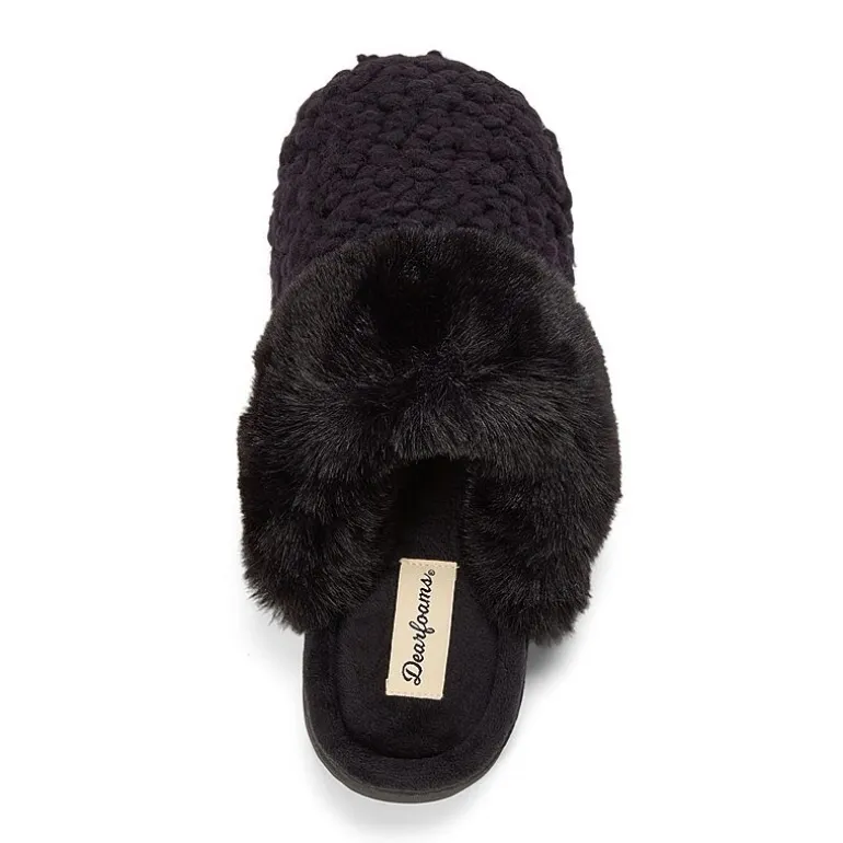 Dearfoams Courtney Knit Scuff Womens Memory Foam Slip-On Slippers