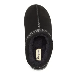 Dearfoams Doreen Genuine Suede Clog With Embroidery Womens Slip-On Slippers