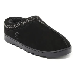 Dearfoams Doreen Genuine Suede Clog With Embroidery Womens Slip-On Slippers