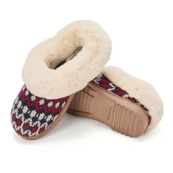 Dearfoams Hannah Festive Knit Womens Memory Foam Clog Slippers