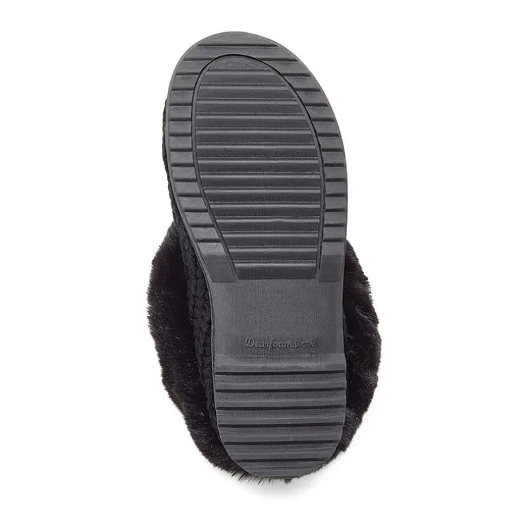 Dearfoams Hannah Festive Knit Womens Memory Foam Clog Slippers