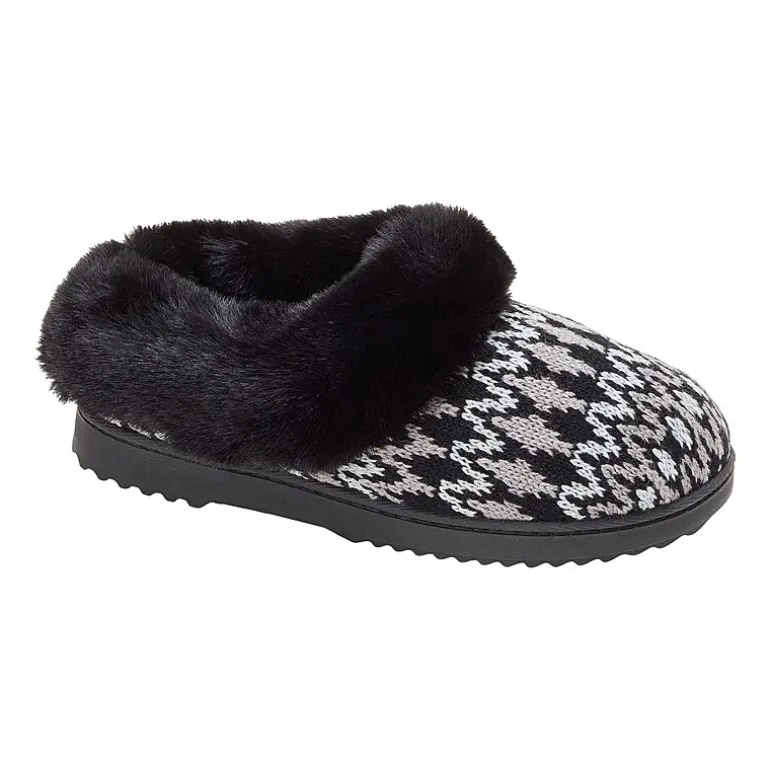 Dearfoams Hannah Festive Knit Womens Memory Foam Clog Slippers