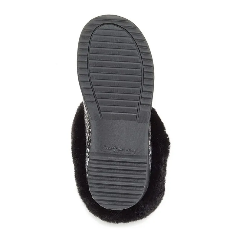 Dearfoams Hannah Festive Knit Womens Memory Foam Clog Slippers