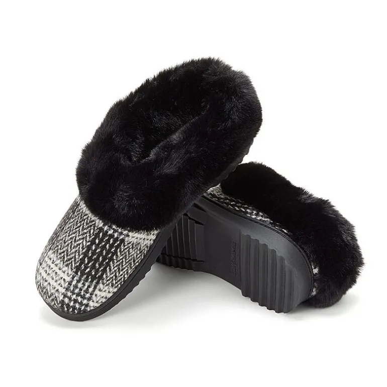 Dearfoams Hannah Festive Knit Womens Memory Foam Clog Slippers