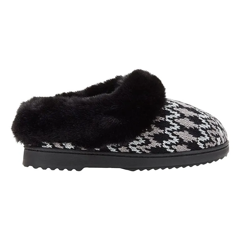 Dearfoams Hannah Festive Knit Womens Memory Foam Clog Slippers