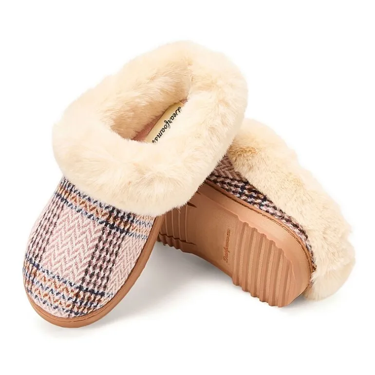 Dearfoams Hannah Festive Knit Womens Memory Foam Clog Slippers