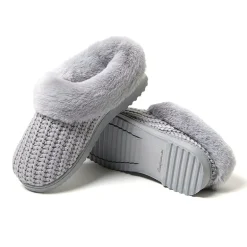 Dearfoams Hannah Festive Knit Womens Memory Foam Clog Slippers