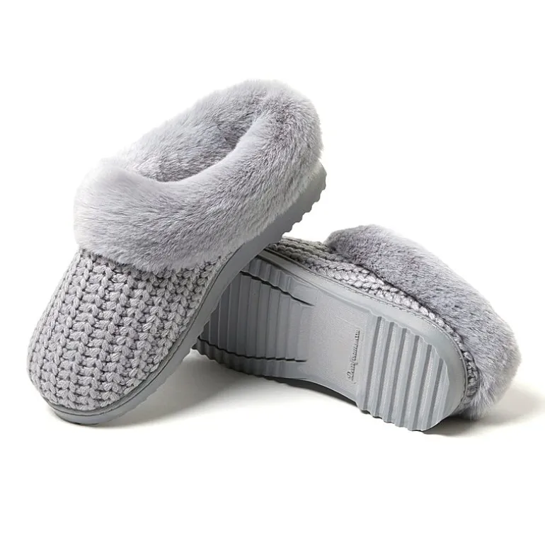 Dearfoams Hannah Festive Knit Womens Memory Foam Clog Slippers