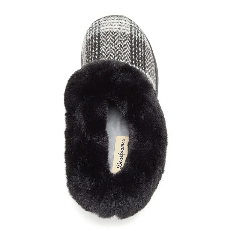 Dearfoams Hannah Festive Knit Womens Memory Foam Clog Slippers