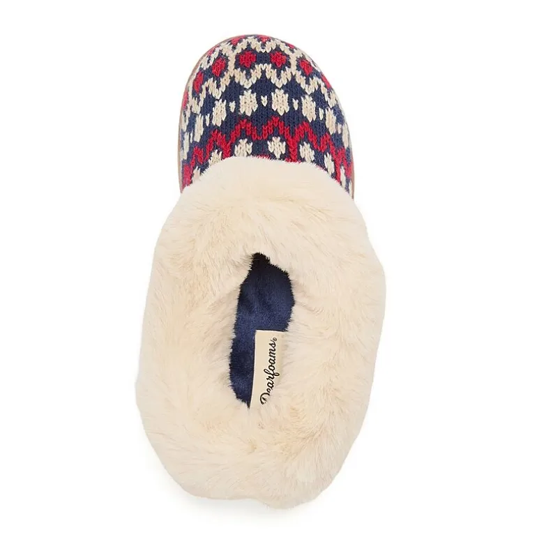 Dearfoams Hannah Festive Knit Womens Memory Foam Clog Slippers