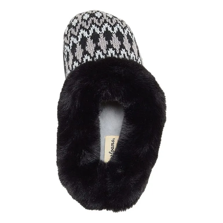 Dearfoams Hannah Festive Knit Womens Memory Foam Clog Slippers