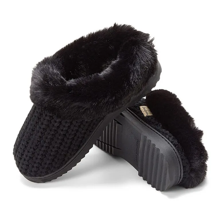Dearfoams Hannah Festive Knit Womens Memory Foam Clog Slippers