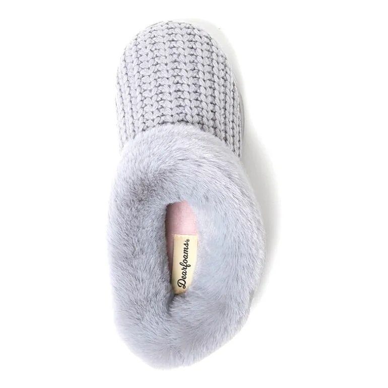 Dearfoams Hannah Festive Knit Womens Memory Foam Clog Slippers