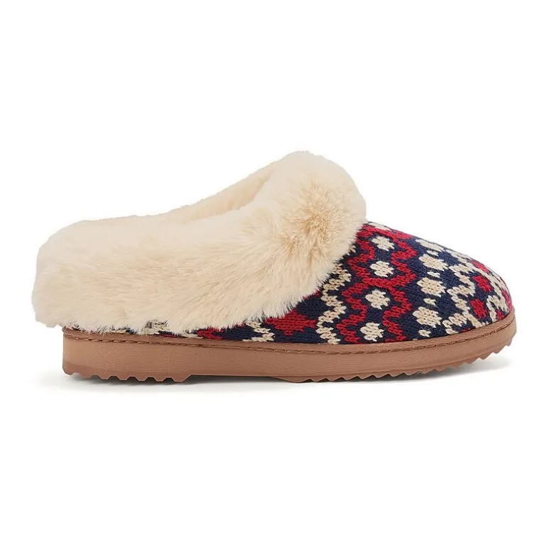 Dearfoams Hannah Festive Knit Womens Memory Foam Clog Slippers