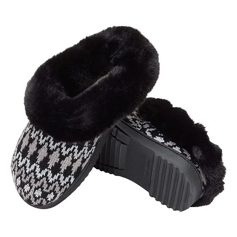 Dearfoams Hannah Festive Knit Womens Memory Foam Clog Slippers