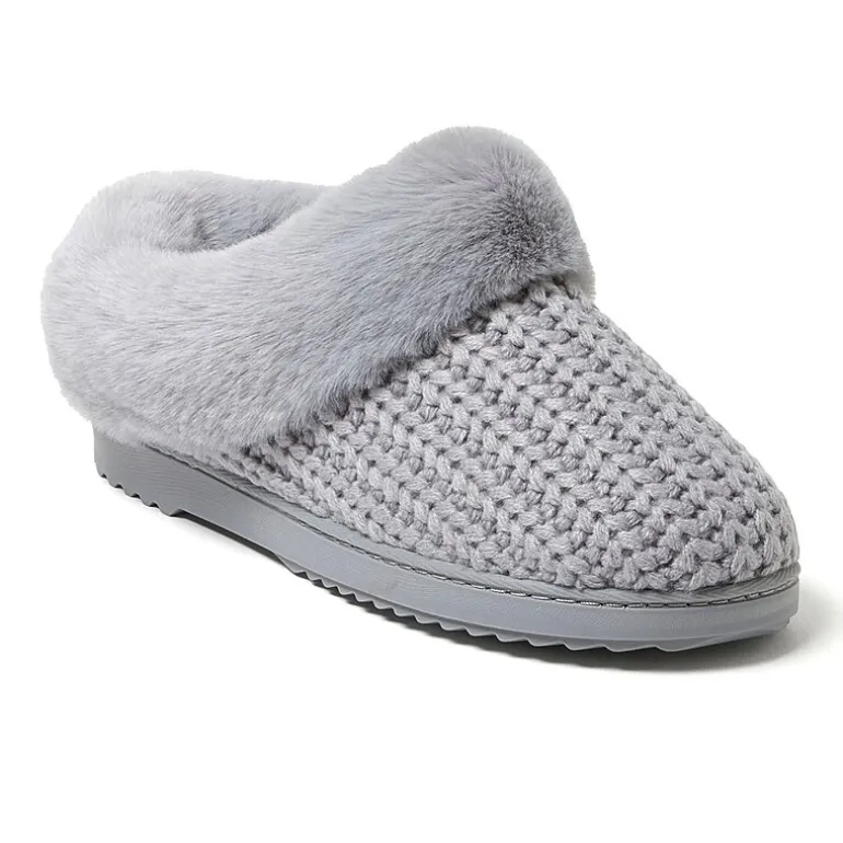 Dearfoams Hannah Festive Knit Womens Memory Foam Clog Slippers