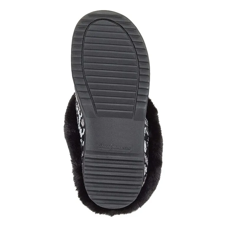 Dearfoams Hannah Festive Knit Womens Memory Foam Clog Slippers