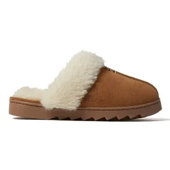 Dearfoams Helena Genuine Suede Scuff Womens Memory Foam Slip-On Slippers