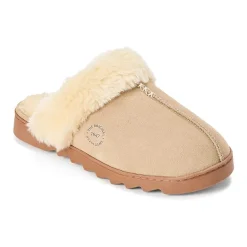 Dearfoams Helena Genuine Suede Scuff Womens Memory Foam Slip-On Slippers