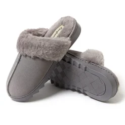 Dearfoams Helena Genuine Suede Scuff Womens Memory Foam Slip-On Slippers