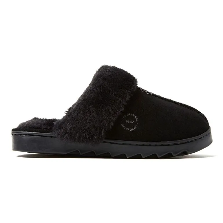 Dearfoams Helena Genuine Suede Scuff Womens Memory Foam Slip-On Slippers