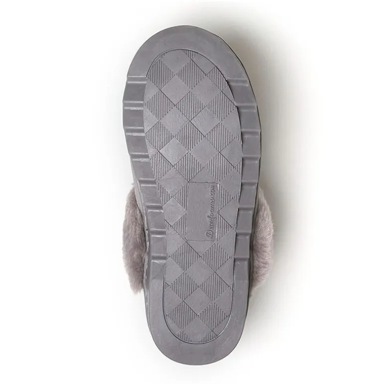 Dearfoams Helena Genuine Suede Scuff Womens Memory Foam Slip-On Slippers