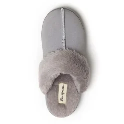Dearfoams Helena Genuine Suede Scuff Womens Memory Foam Slip-On Slippers
