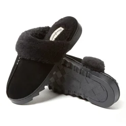 Dearfoams Helena Genuine Suede Scuff Womens Memory Foam Slip-On Slippers