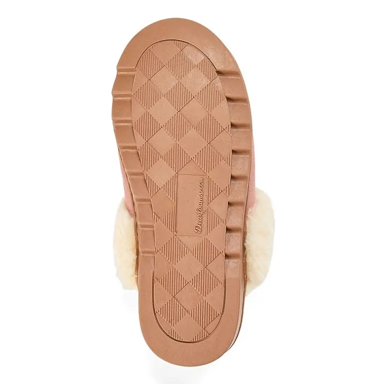 Dearfoams Helena Genuine Suede Scuff Womens Memory Foam Slip-On Slippers