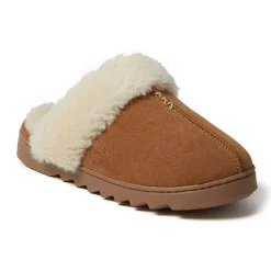 Dearfoams Helena Genuine Suede Scuff Womens Memory Foam Slip-On Slippers