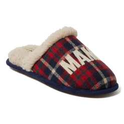 Dearfoams Mama Bear Plaid Scuff Womens Memory Foam Slip-On Slippers