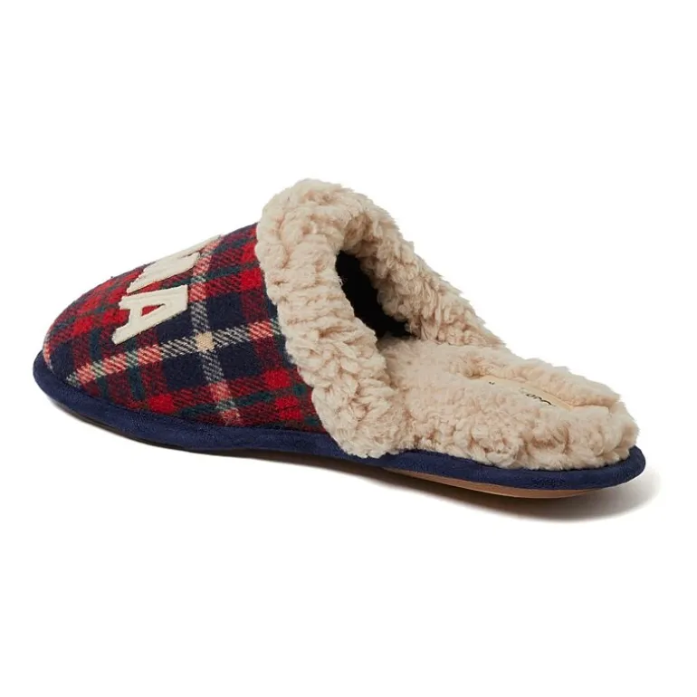 Dearfoams Mama Bear Plaid Scuff Womens Memory Foam Slip-On Slippers
