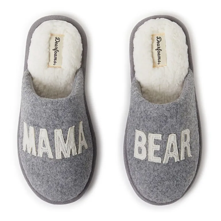 Dearfoams Mama Bear Plaid Scuff Womens Memory Foam Slip-On Slippers