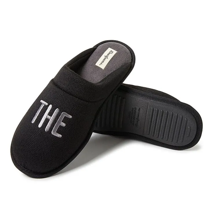 Dearfoams Mens Memory Foam Slip-On Slippers