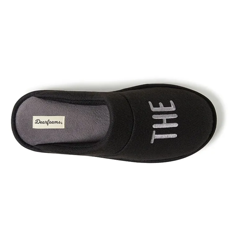 Dearfoams Mens Memory Foam Slip-On Slippers