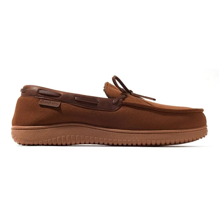 Dearfoams Mens Pierce Microsuede Moc with Tie Slippers