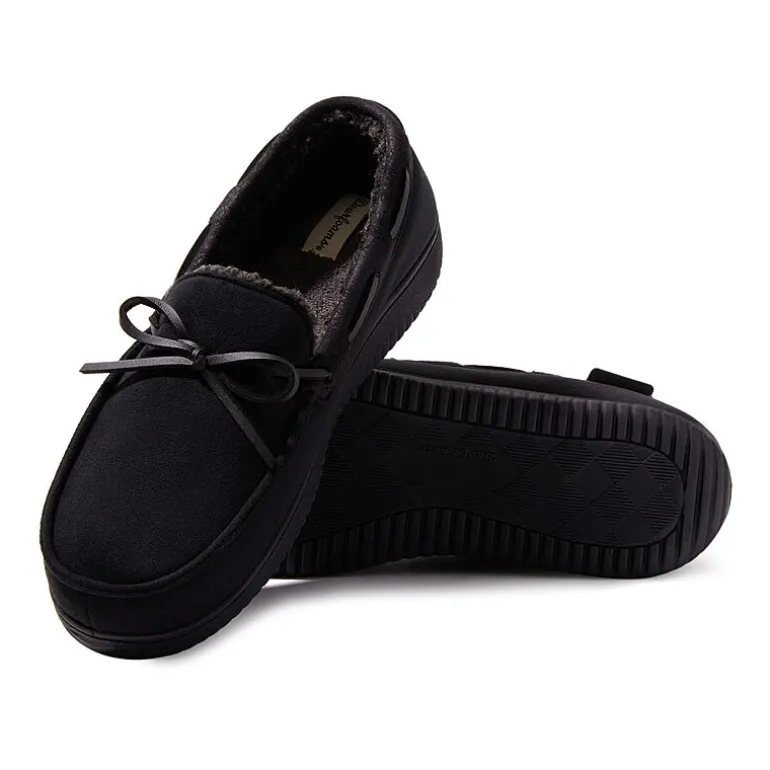 Dearfoams Mens Pierce Microsuede Moc with Tie Slippers