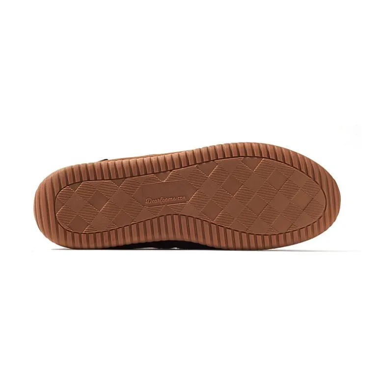 Dearfoams Mens Pierce Microsuede Moc with Tie Slippers