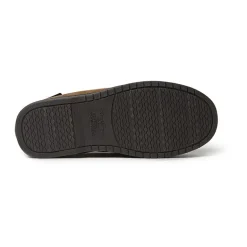 Dearfoams Mens Toby Microsuede Moccasin with Tie and Whipstitch Slippers