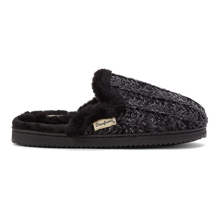 Dearfoams Paris Chenille Shaped Tab Scuff Womens Slip-On Slippers