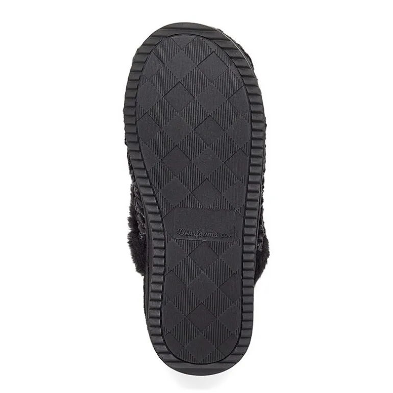 Dearfoams Paris Chenille Shaped Tab Scuff Womens Slip-On Slippers