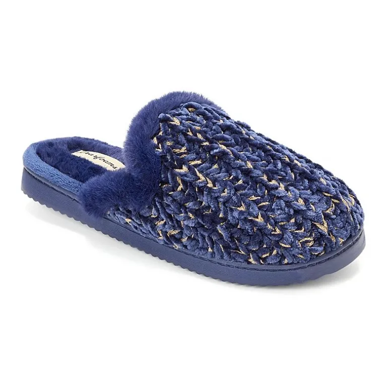 Dearfoams Paris Chenille Shaped Tab Scuff Womens Slip-On Slippers