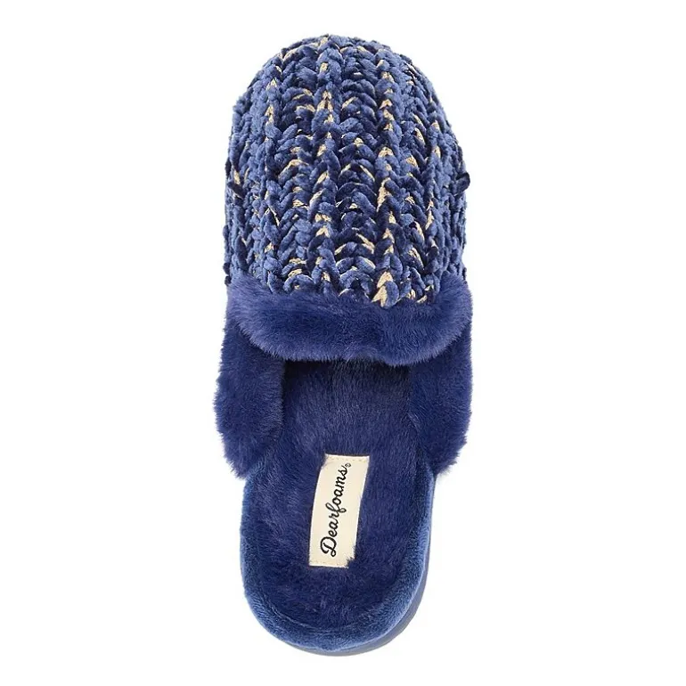 Dearfoams Paris Chenille Shaped Tab Scuff Womens Slip-On Slippers