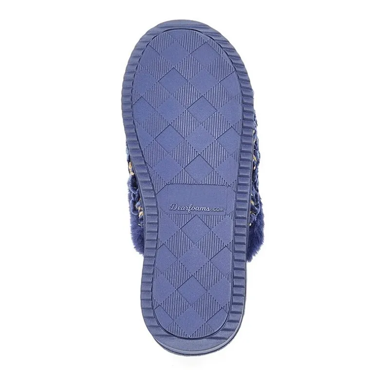 Dearfoams Paris Chenille Shaped Tab Scuff Womens Slip-On Slippers