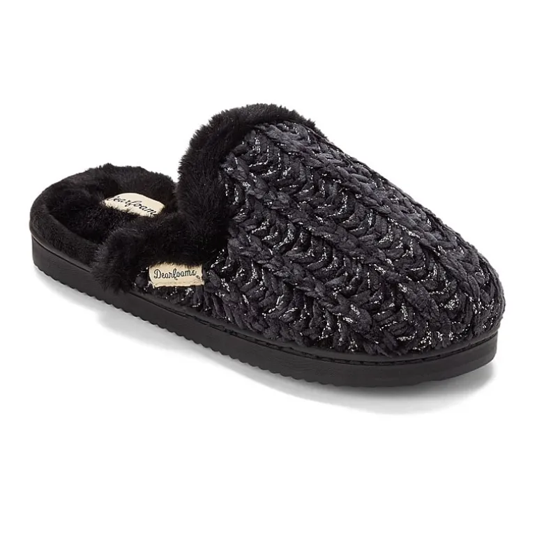 Dearfoams Paris Chenille Shaped Tab Scuff Womens Slip-On Slippers
