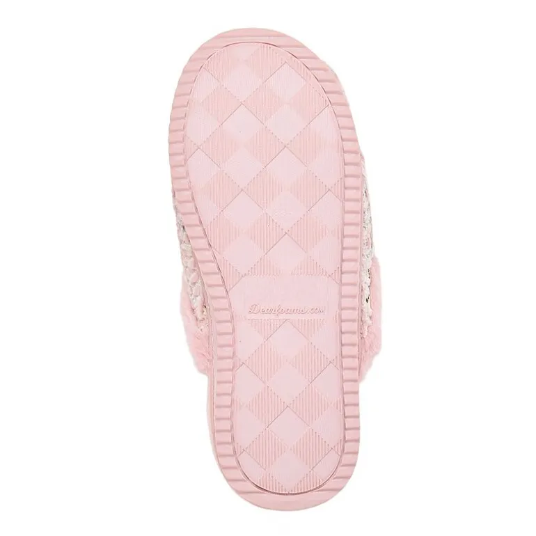 Dearfoams Paris Chenille Shaped Tab Scuff Womens Slip-On Slippers