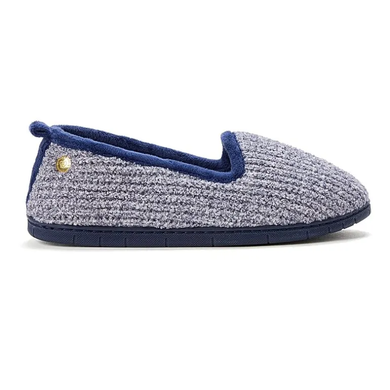 Dearfoams Rachel Marled Chenille Closed Back Womens Memory Foam Slip-On Slippers