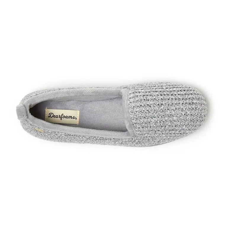 Dearfoams Rachel Marled Chenille Closed Back Womens Memory Foam Slip-On Slippers