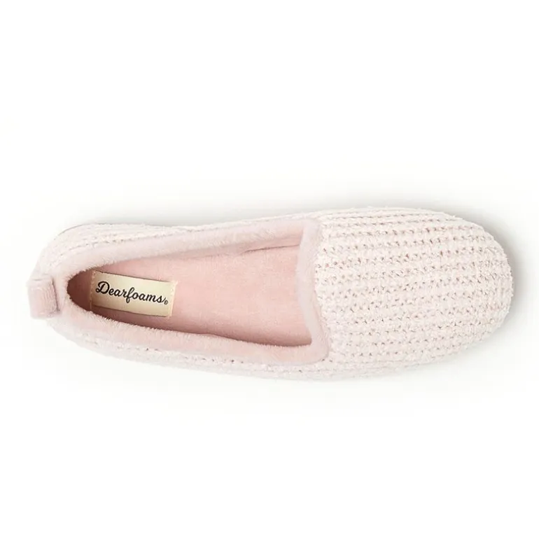 Dearfoams Rachel Marled Chenille Closed Back Womens Memory Foam Slip-On Slippers