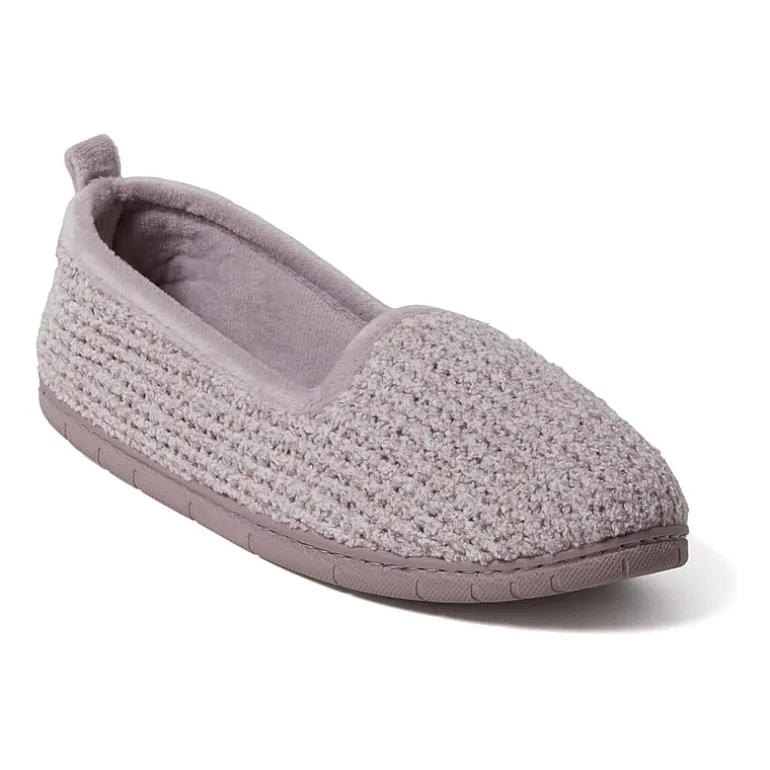 Dearfoams Rachel Marled Chenille Closed Back Womens Memory Foam Slip-On Slippers